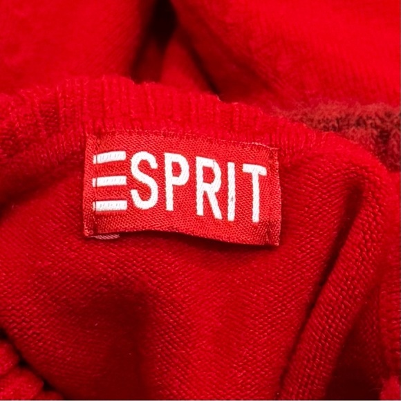 Vintage Y2K Esprit Red Turtleneck 100% Cashmere Cozy Sweater Ski Snow Size S/M - Picture 4 of 7